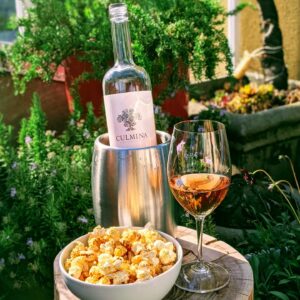 Rosé Wine and Caramel Popcorn